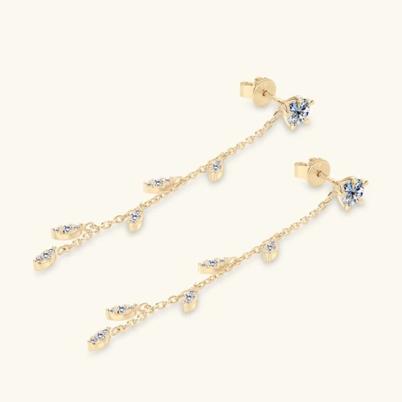 1.38 Carat Moissanite 925 Sterling Silver Leaf Earrings - Picture 5 of 9